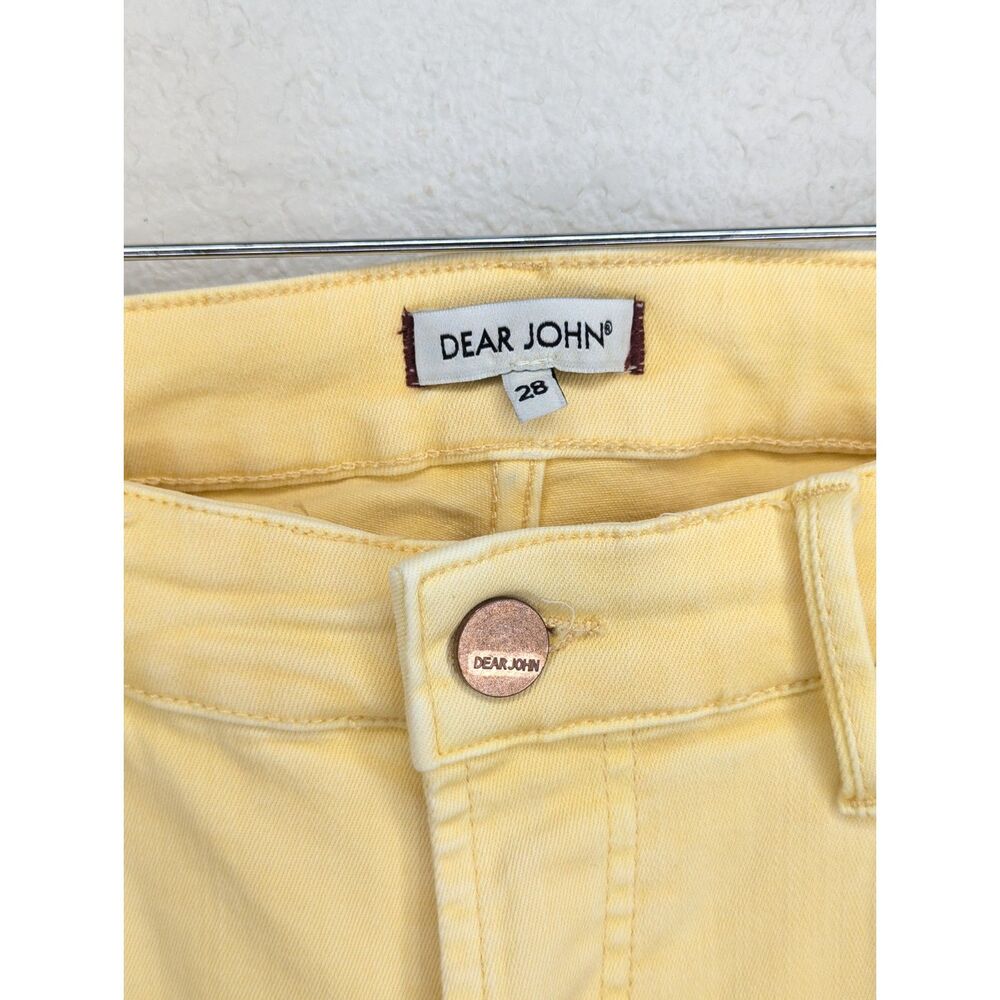 Dear John Ankle Cropped Jeans Size 28 Yellow Raw Hem Spring Summer Unique Denim - Picture 4 of 9